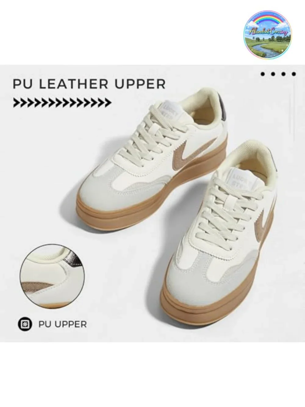 Women's Platform Sneakers Faux PU Leather Suede Retro Lace-Up